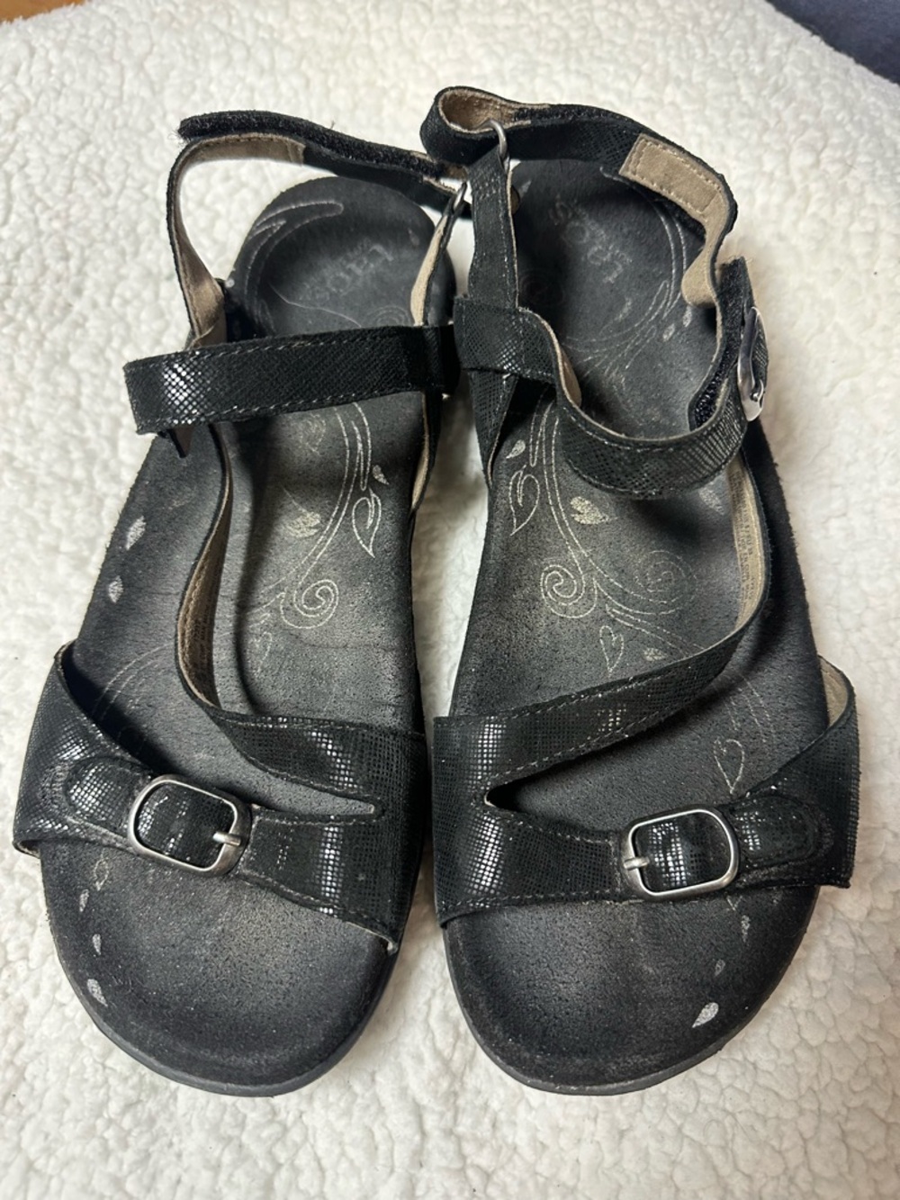 Taos Footwear Black Strappy Adjustable Women's Sandals Size 39 US 8-8.5